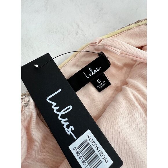 New Lulus Size S Love to You Blush Sequin Velvet Maxi Gown Velour Mermaid Dress - Picture 5 of 14